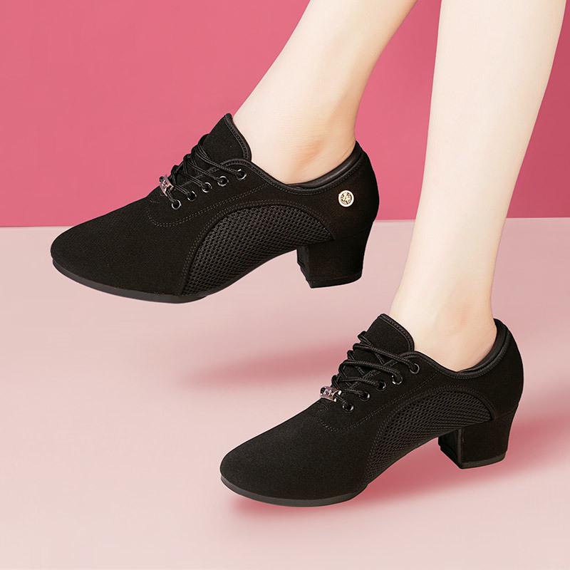 

Women s Chunky Heel Dance Shoes: Mid Heel, Soft Sole for Ballroom, Latin, and Square Dance Practices 38