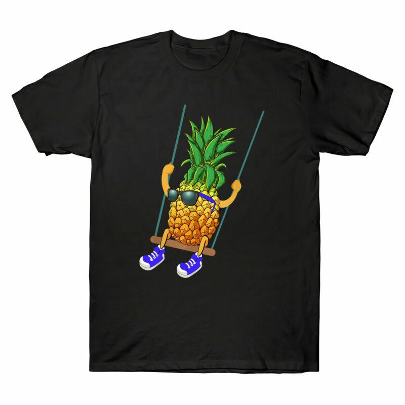Gifts T-Shirt Novelty Swinging Unisex's Black Pineapple Tee Funny Graphic Swinger