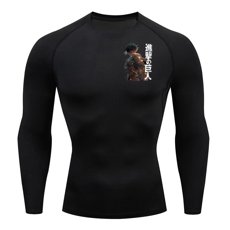 Men's Compression Shirt Eren Yeager Combat State Graphic Sports Quick Drying Gym T-shirt Fitness Sweatshirt Elastic Top T-shirt