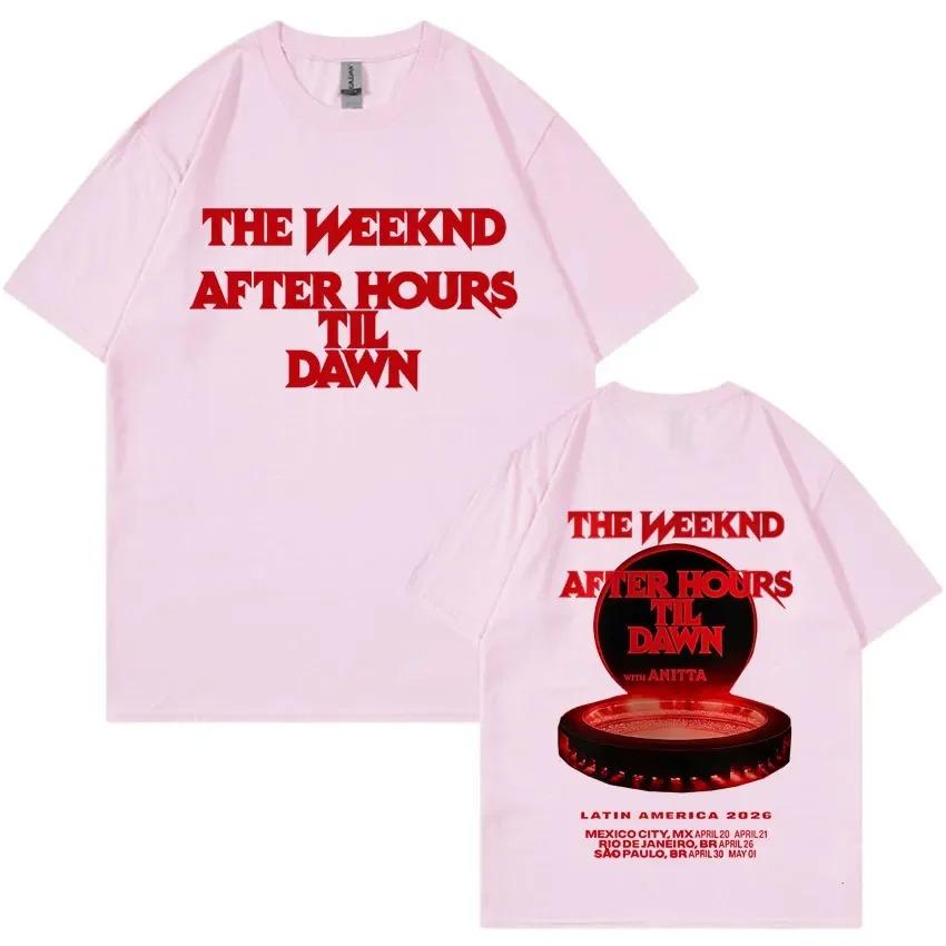 Rapper The Weeknd After Hours Til Dawn 2026 World Tour Music TShirt Unisex HipHop Harajuku Style Crew Neck TShirt