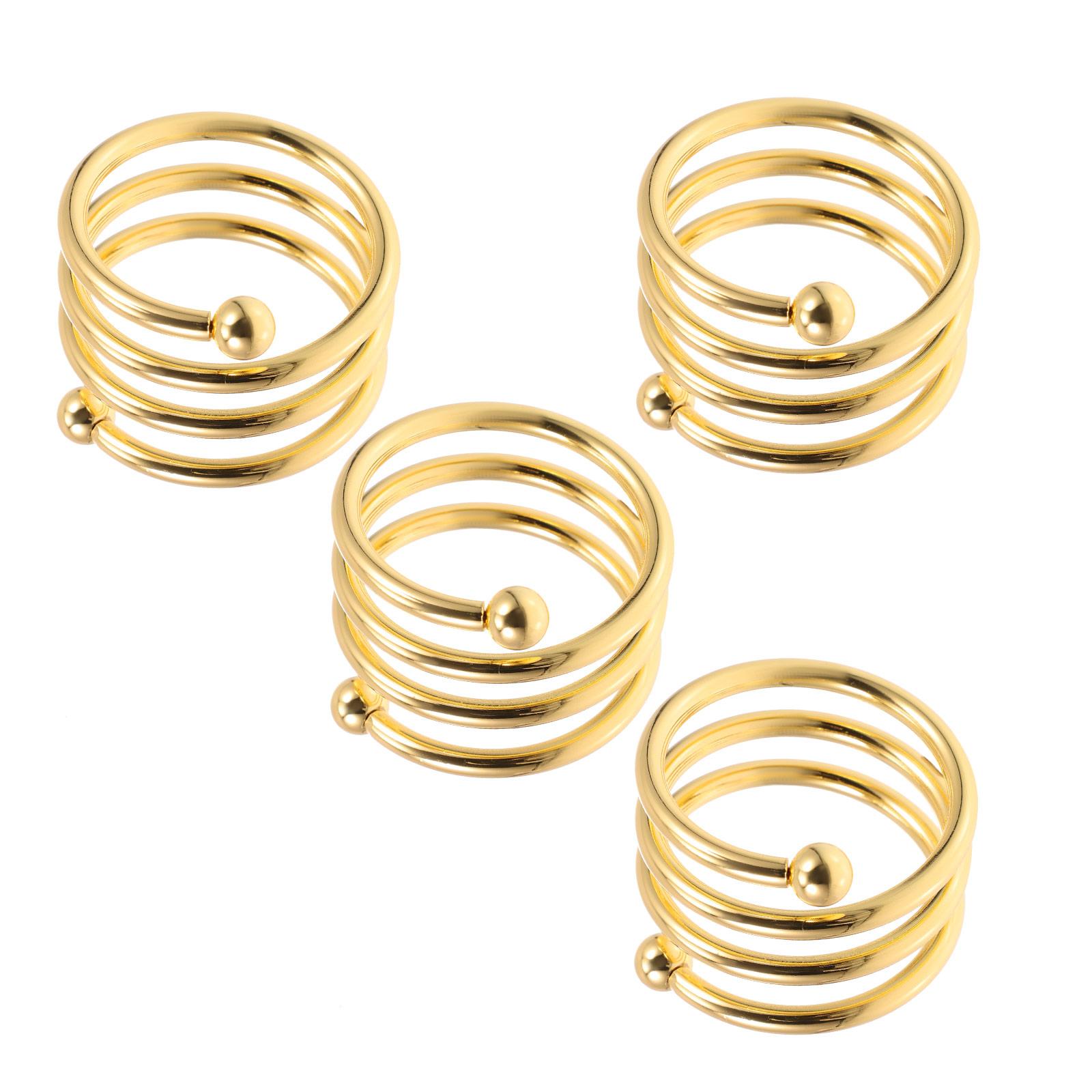 

Spring Napkin Buckles Set of 4 Elegant Napkin Rings for Dining Table Decors Simple Home Decor Gold Silver Iron Handmade Style золотистий