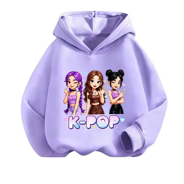 Kids' Retro Anime K-Pop Hoodie - Long Sleeve, Spring/Autumn Casual Wear for Boys & Girls