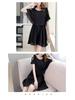 Plus Size Korean Style Chiffon Dress: Mid-Length, Slimming, Belly-Covering, Short Skirt