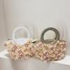 Elegant Crystal-Embellished Bucket Handbag Women Gold White Black PU Evening Clutch With Floral Detail