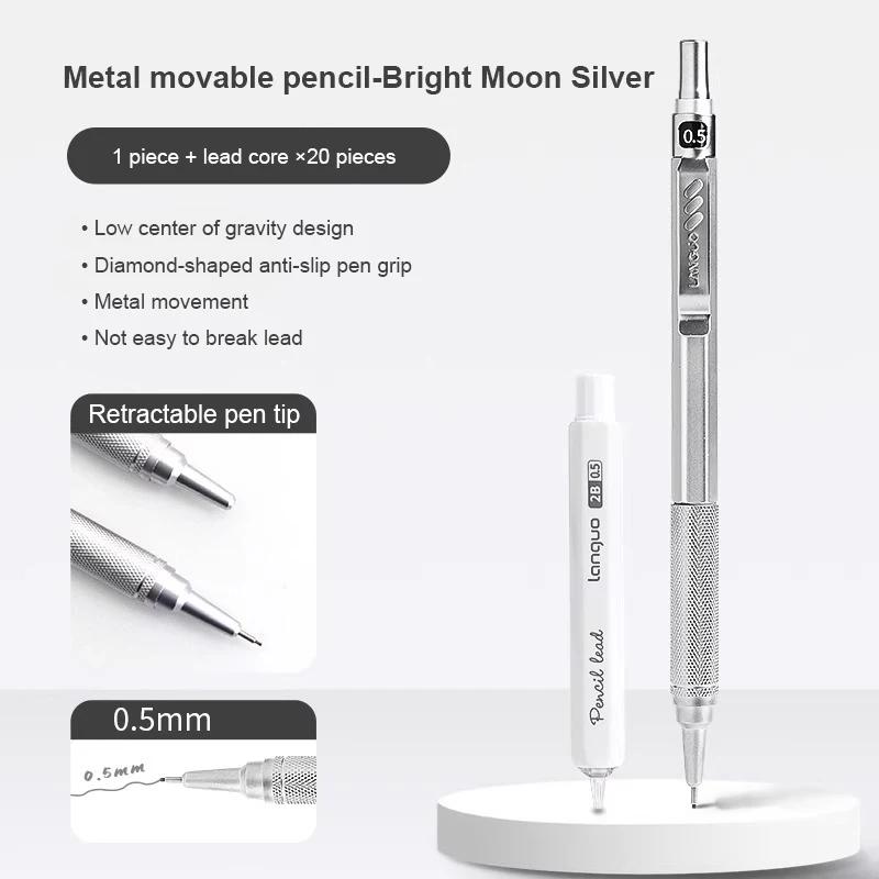 Low Center of Gravity Metal Mechanical Pencil Set 0.3-0.7mm Lead Refill Automatic Pencil Art Sketch Painting Writing Stationery
