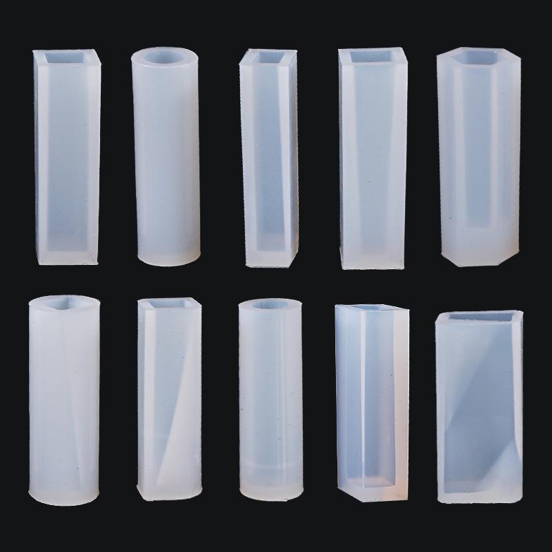 10pcs Necklace Pendant Silicone Mold for Jewelry Resin Square Cylinder Jewelry Making Tool UV Epoxy Resin Molds Keychain Mold