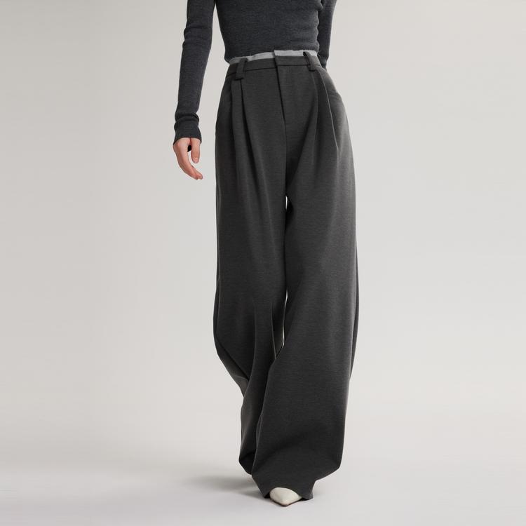 ELLE French Style Loose Versatile Comfortable Slimming Draped Wide Leg Straight Pants Women Pants EK49464