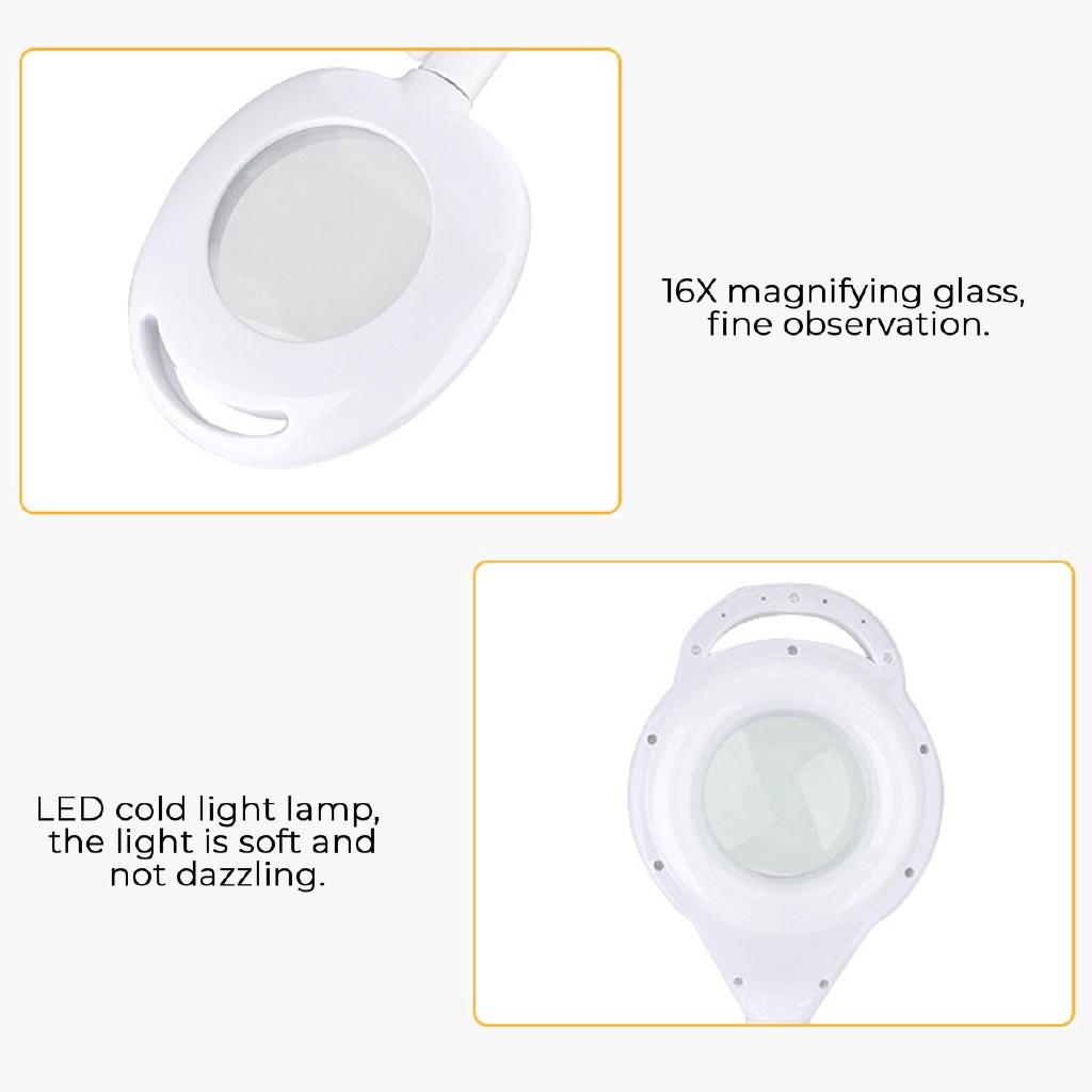 Magnifier Glass Len Facial Light for Beauty Salon Nail Tattoo New Pro 16X Diopter LED Magnifying Floor Stand Lamp