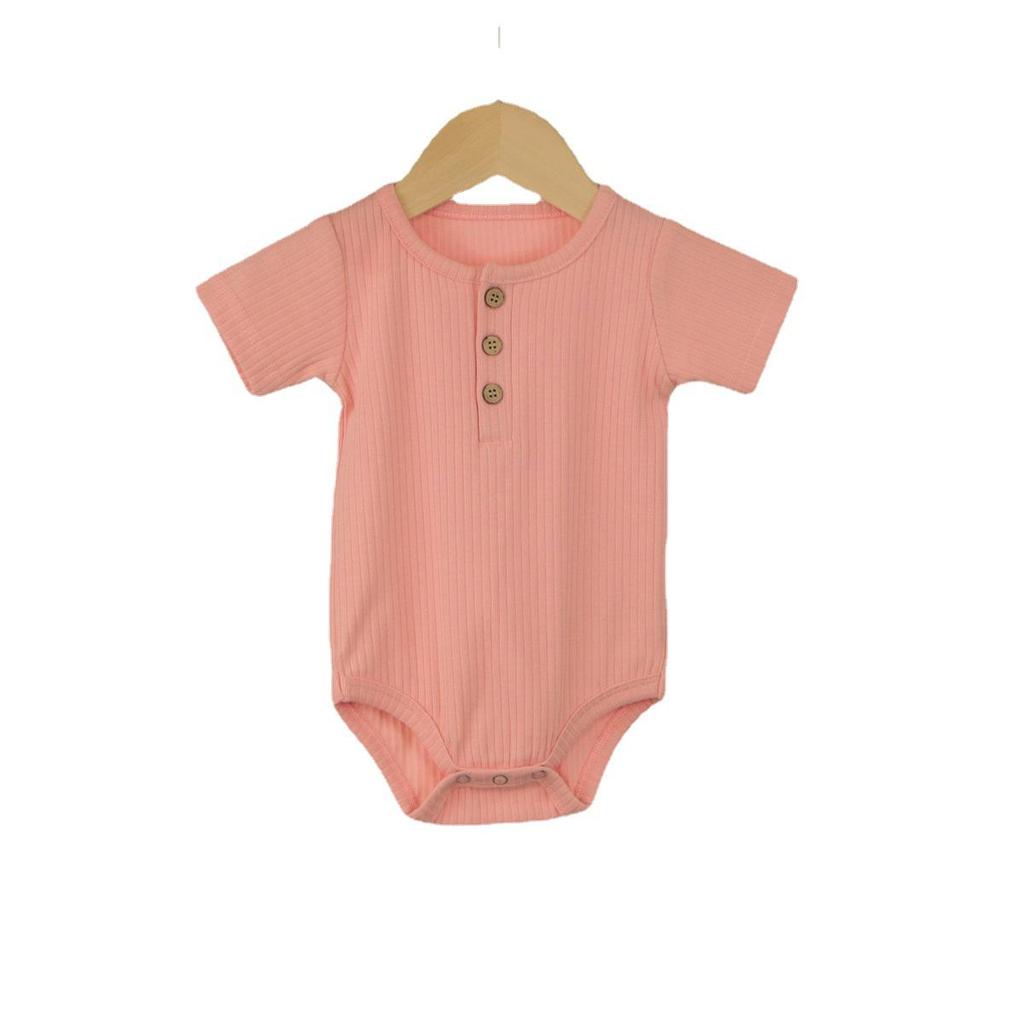 Gerippter Kurzarm-Strampler für Neugeborene - Unisex-Frühlings- bis Herbst-Outfit