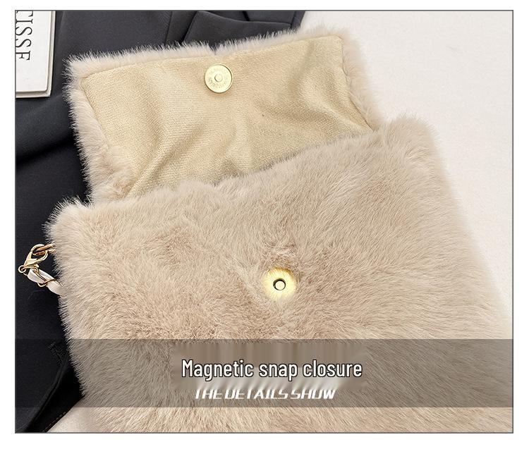 2025 Autumn/Winter Plush Tassel Antler Crossbody Shoulder Bag - Versatile Small Square Fashion Handbag