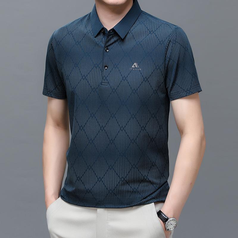 

Мужская дышащая рубашка поло с короткими рукавами и лацканами, деловая повседневная трендовая футболка с воротником-полурукавом, качественная одежда среднего и верхнего размера 4XL