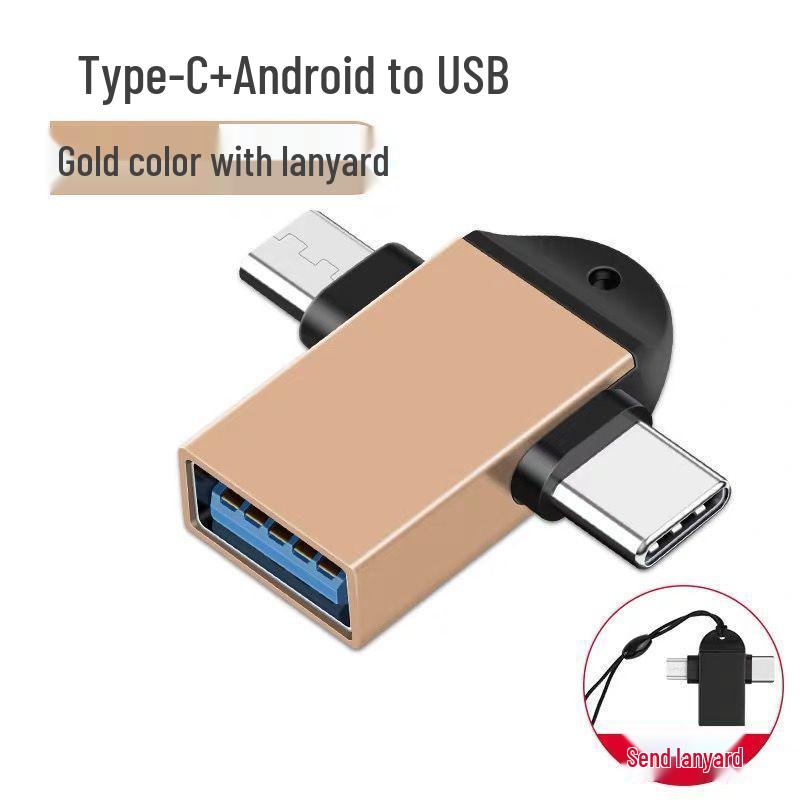 Android 3.0 Two-in-One OTG Adapter: Type-C To USB Multi-function Converter with Lanyard.