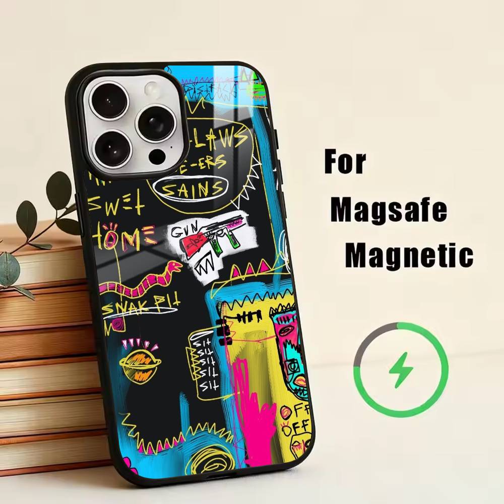 D-Graffiti Characters    Phone Case For iPhone17,16,15,14,13,12,11 Plus,Pro Magnetic For Magsafe Wireless Charging