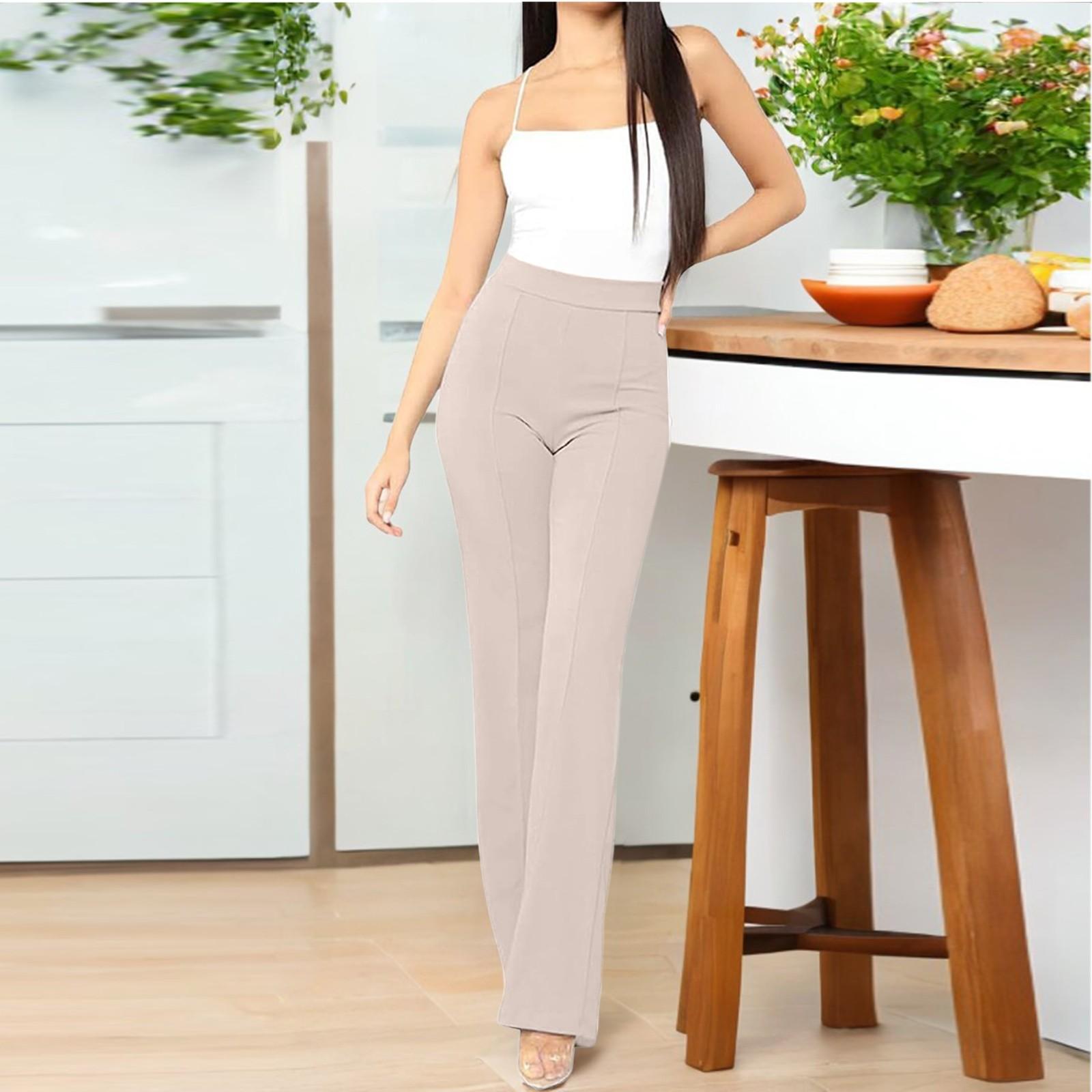 

Женские повседневные модные микро-клеш брюки с широкими штанинами L бежевый