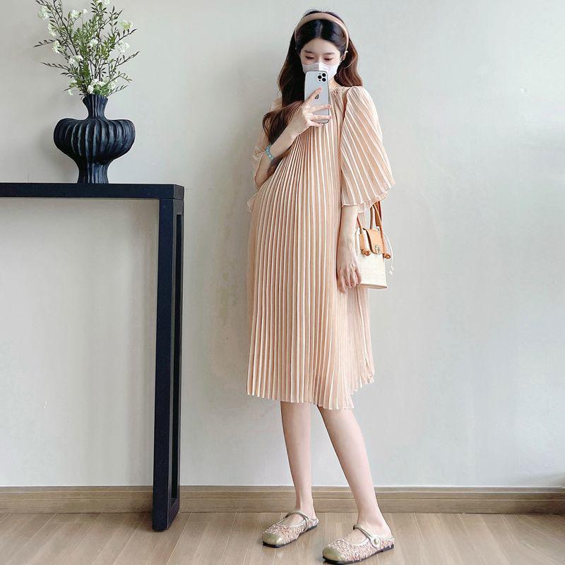 2026 Summer Pleated Chiffon Maternity Dress M