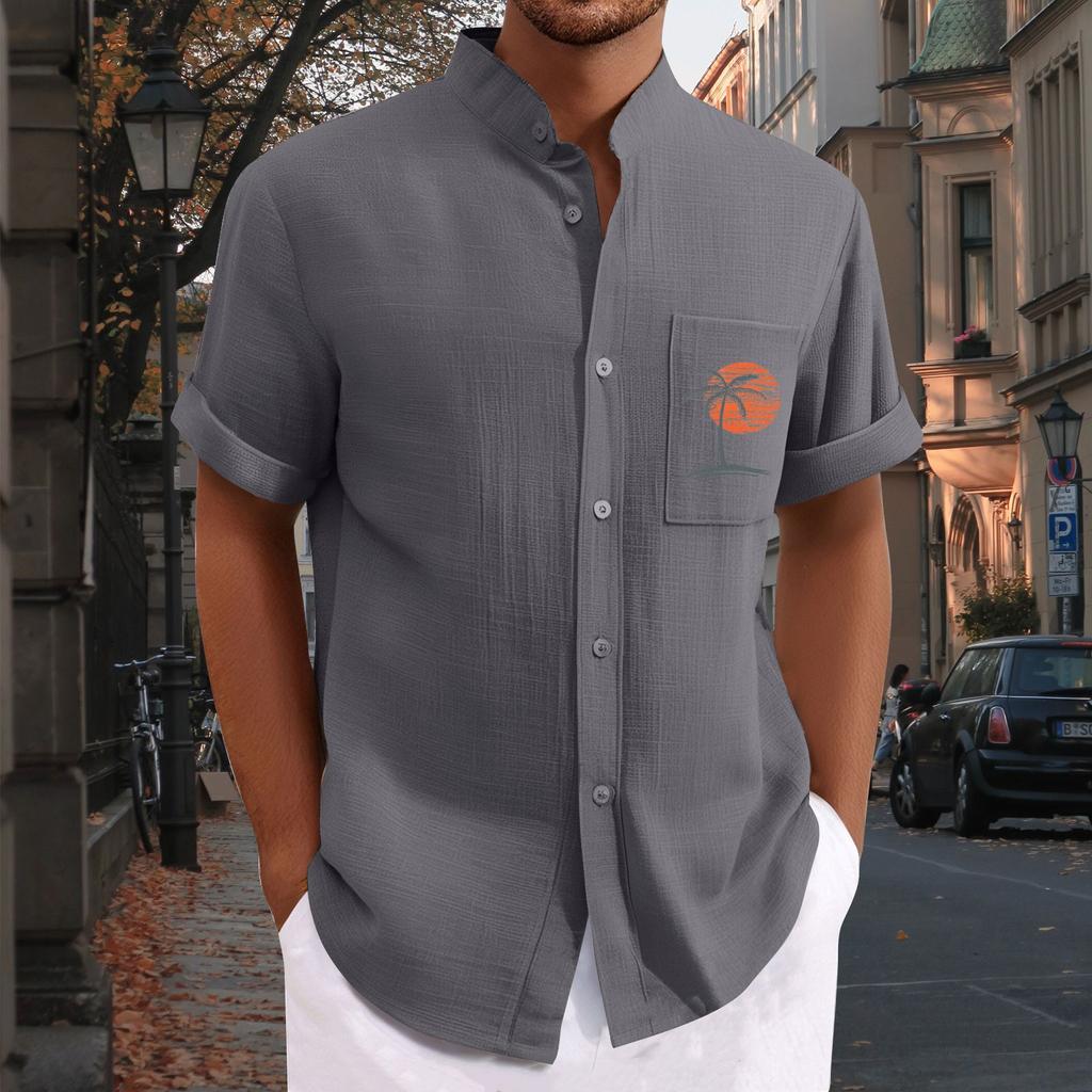 Men'S Casual Loose Short Sleeved Printed Shirt With Fashionable Top