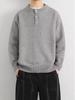 Men's American Retro Henley Collar Sweater: Autumn/Winter Clean Fit, High-End Feel, Solid Color Base Layer Knitwear