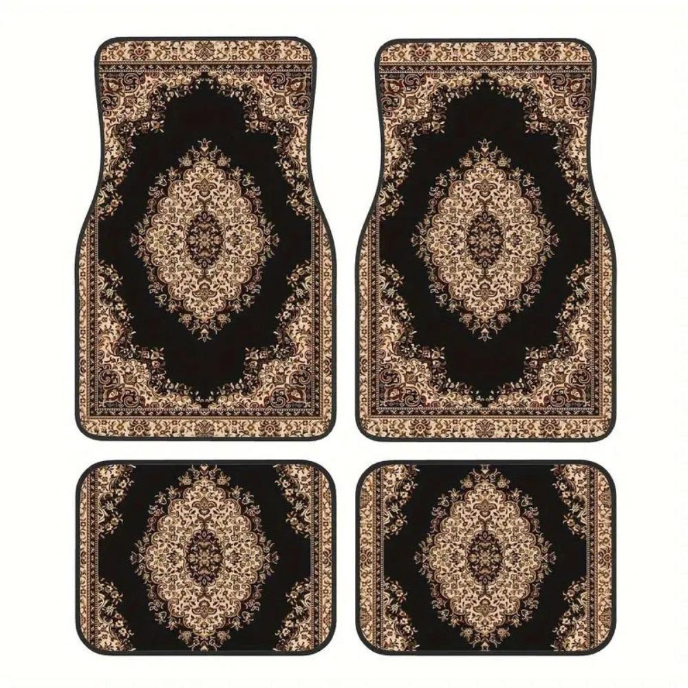 4Pcs Heavy Duty Persian Carpet Bohemian Car Floor Protector Rugs  for Front Rear Seats