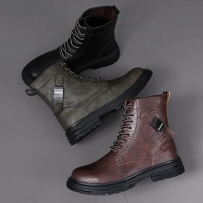 Mode Herrenstiefel Trend Herrenschuhe Tooling Stiefel Mode Herren Motorradstiefel Retro Reißverschluss High Top Schuhe für Herren