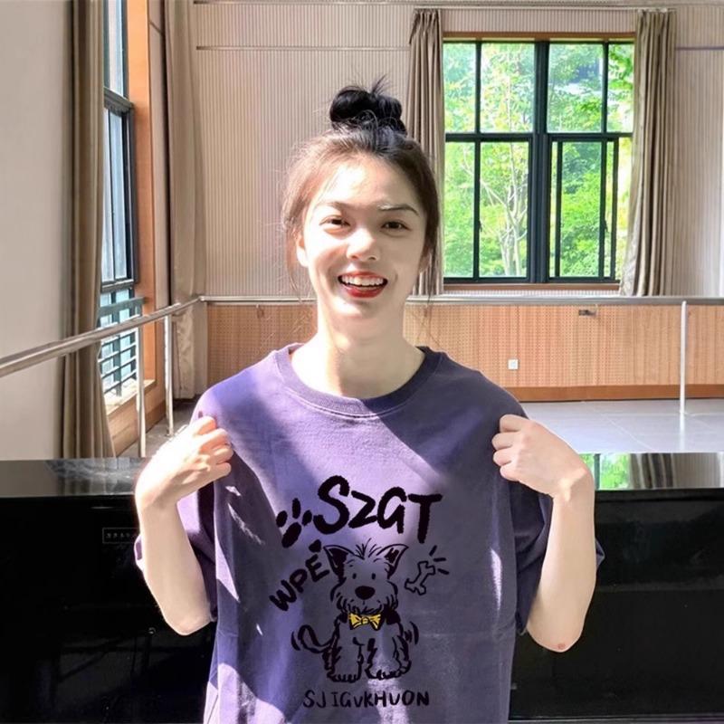 Summer Fashion O Neck Printing Loose Casual T-shirt Women Harajuku Vintage Short Sleeve Cotton Pullover Tee