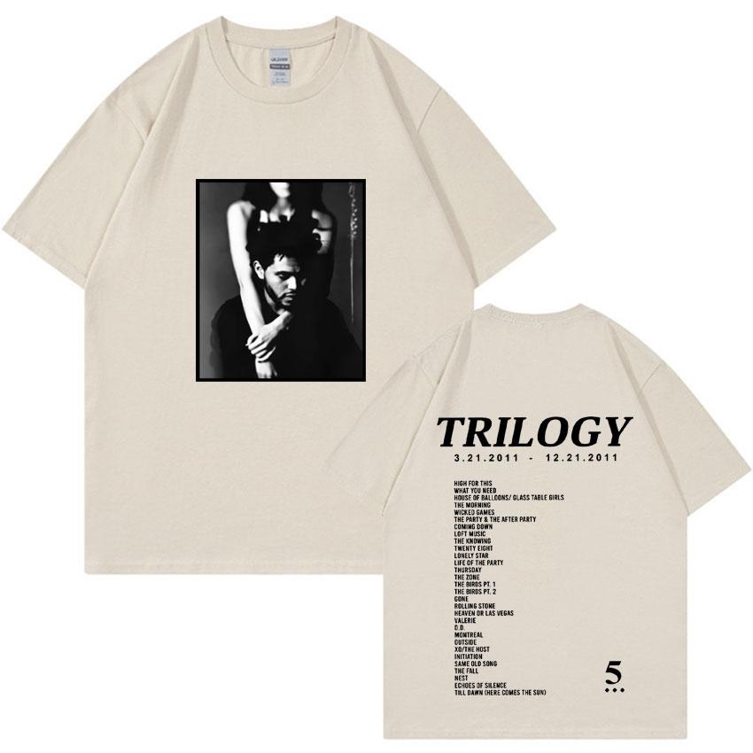 Extragroßes T-Shirt kombiniert mit The Weeknd Trilogy 2025 Sommer Freizeitmode Reines Baumwoll-T-Shirt mit Aufdruck für Damen und Herren