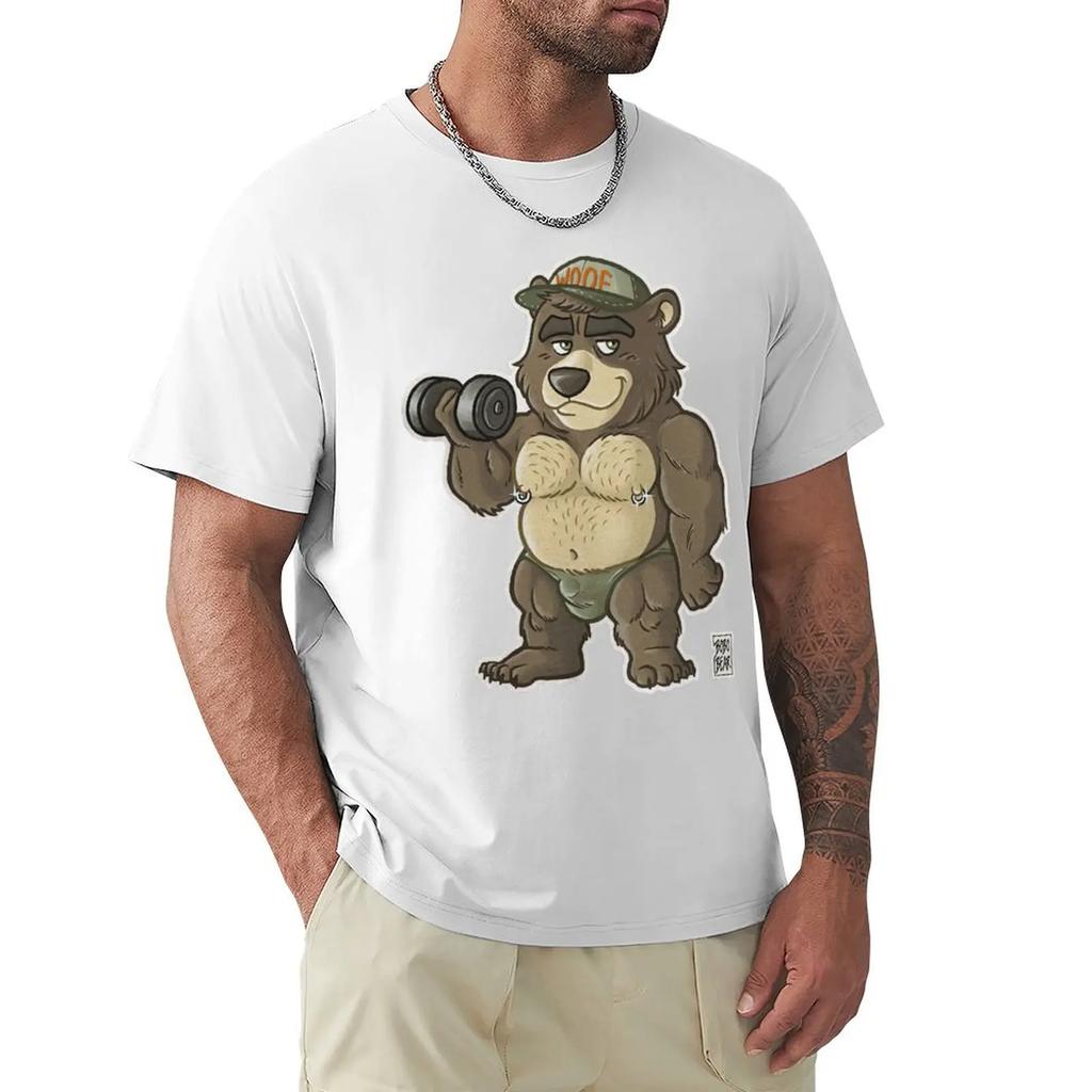 Casual Thicc Bear Animals Strong Wildlife T Shirt Harajuku Short Sleeve T-shirt 100% Cotton Graphics Tshirt Tops