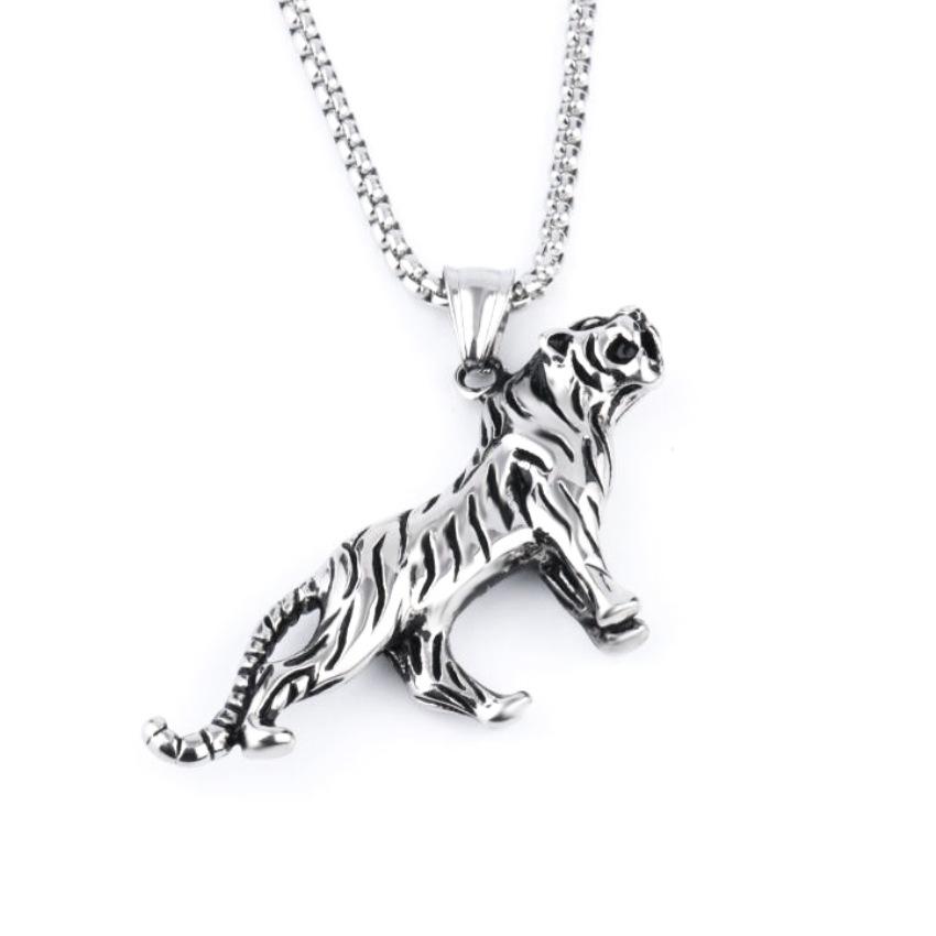 Collier pour homme en acier titane et titane, pendentif tendance, motif tigre dominateur