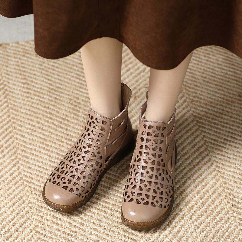 

Модная GKTINOO Большого размера 2025 Натуральная кожа Летние сандалии Дышащие полые ботинки На плоской подошве Мягкие Нескользящие Удобные Сандалии Женские 12