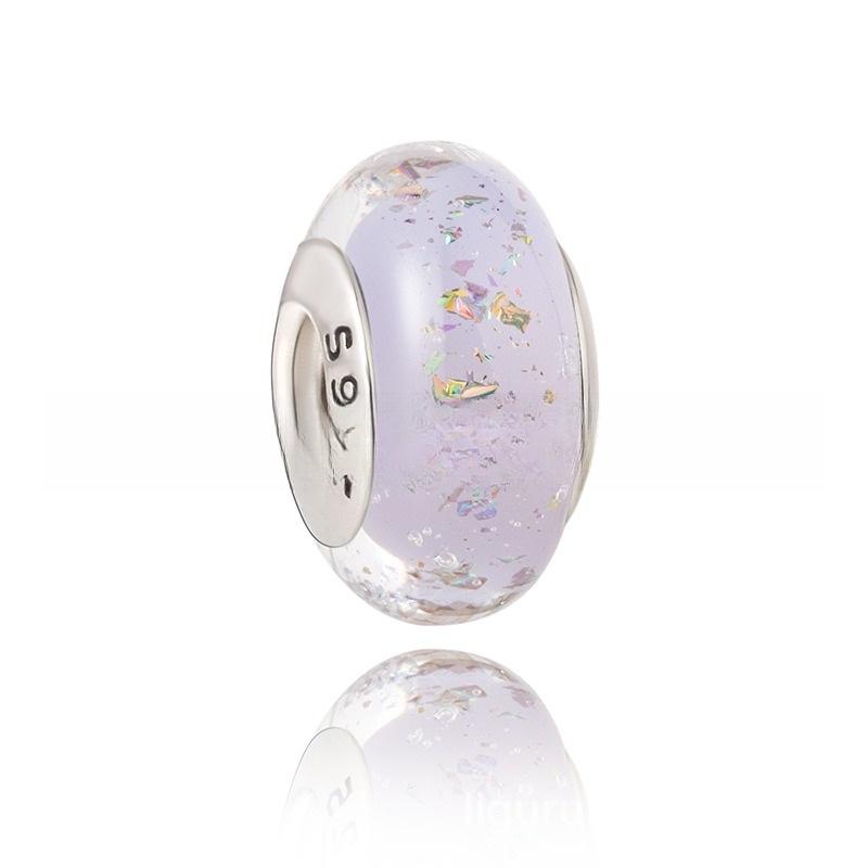 Brand New Authentic Original Copper Metal Murano Glass Charm Bead Component Colorful Rainbow Snowflakes Stars Charm Bead Component Designed For