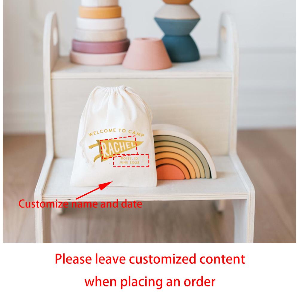 

Personalized 4Pcs Goodie Bag Pennant Name Camp Party Theme Birthday Party Favor Drawstring Candy Bags Baby Shower Boy Girl Gift 4pcs 13X18cm