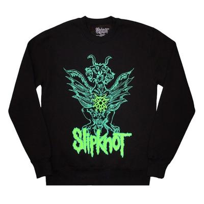 Slipknot Unisex Yetişkin Yeşil Şeytan Sırt Baskılı Büyük Boy Sweatshirt