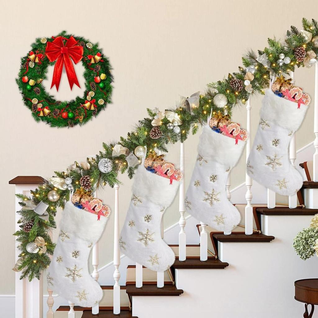 Christmas Socks Decoration Linen Christmas Gift Bag Hanging Gift Socks