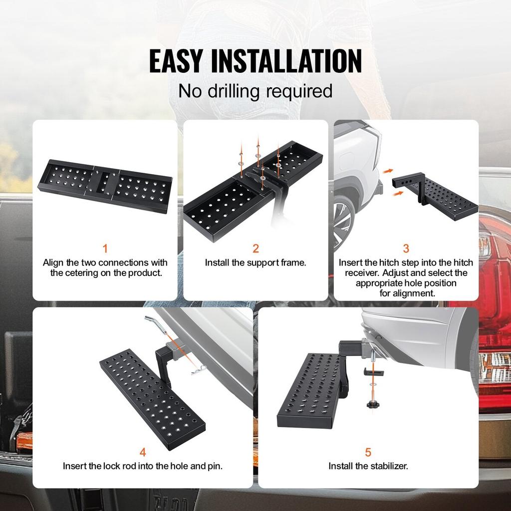 Hitch Step for 2" Receiver Universal Trailer Tow Rear Bumper Guard Steel