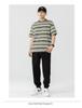 Sailor Style Japanese Striped Cotton Short Sleeve Men's T-Shirt: Loose Fit for Couples & Teens