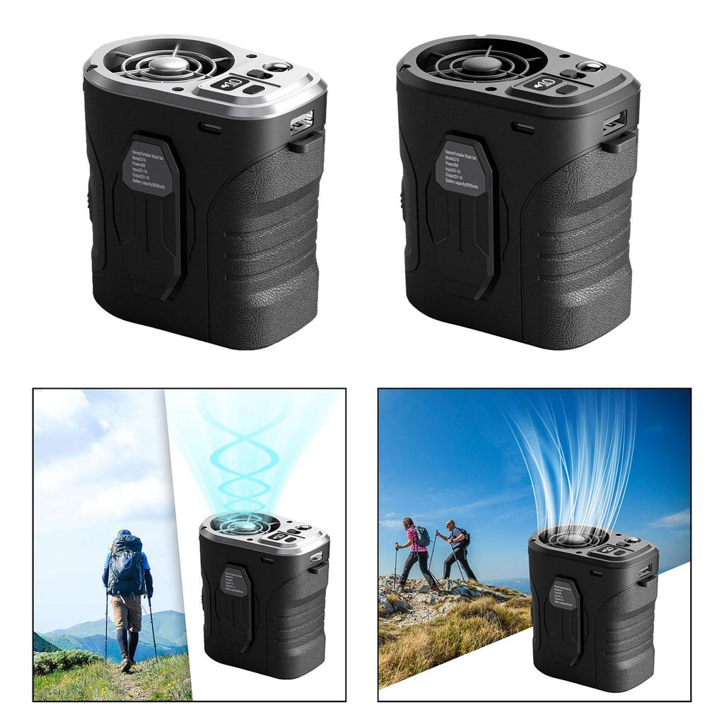 Waist Clip Fan Neck Fan Portable Rechargeable Lightweight Personal Fan Hanging Fan for Worksite Outdoor Sports Camping Fishing