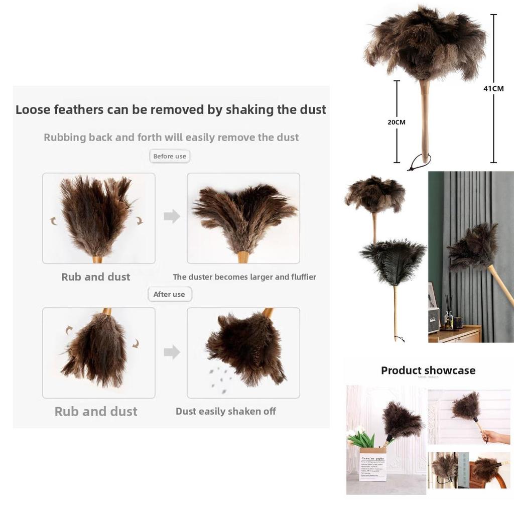 מטלית נוצות יען עם ידית ארוכה לניקוי אבק ביתי וספיגת אבק סטטי