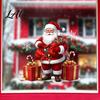 Holiday Glass Stickers Santa Claus Window Static Sticker Reusable Waterproof PVC Christmas Decal Decorative Xmas Decals HD Printing Clings for Home