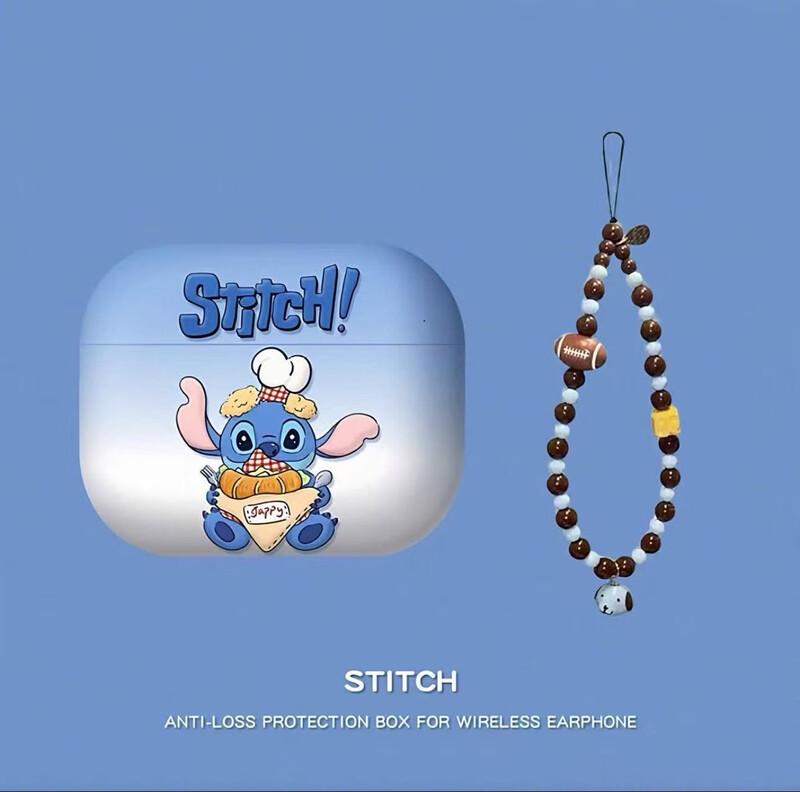 Чехол Fumaiide Chef Stitch для AirPods с синим ремешком-собачкой