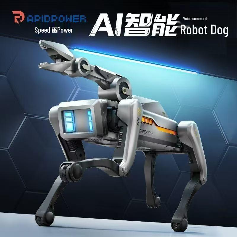 Smart AI Robot Dog with Voice Dialogue, Remote Control, Call Function, Item Pickup & Cannonball Shooter