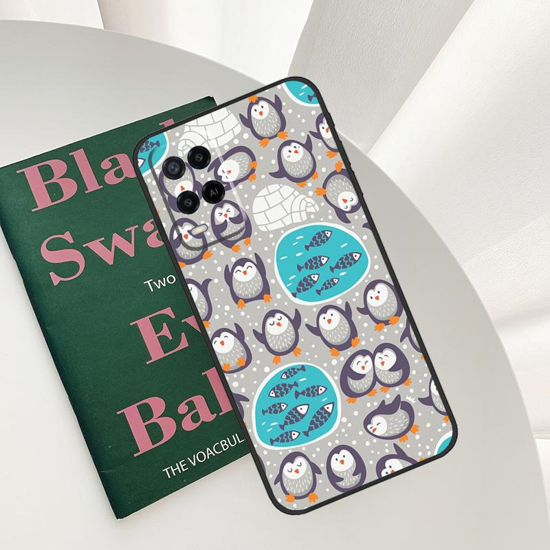 Cartoon Penguin Case For Oppo A15 A16 A17 A52 A72 A76 A96 A54 A74 A94 A54S A57S A58 A78 A98 A57 A77 Cover