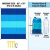 Oversized Beach Blanket Sand Free Water Resistant Ripstop Polyester Picnic Mat with 4 Stakes for 2-8 Adults Large Outdoor Rug