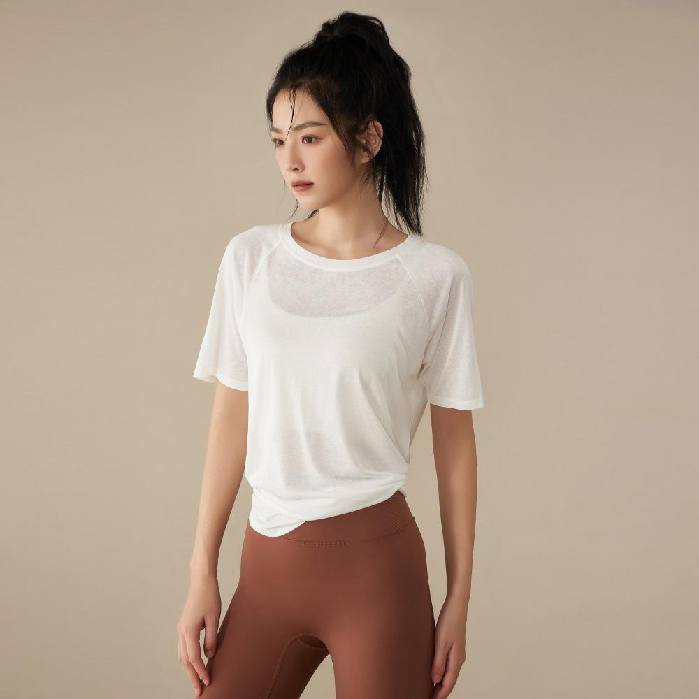 

Женская летняя футболка с коротким рукавом для йоги и бега с элегантной спинкой для фитнеса и пилатеса M