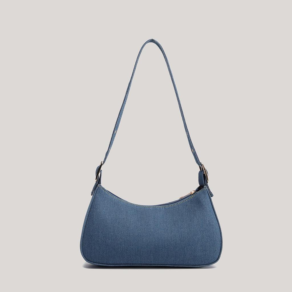2025 New Versatile Denim Hobo Bag Niche Design Underarm Bag Women's Fashion Shoulder Bag Fashion Baguette Bag