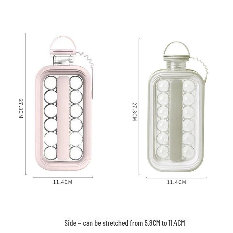 Ice Hockey Kettle: Dual Ice Cube Mold & Storage Box - Silicone Spherical Tray for Home Use