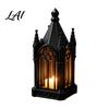 Modern Living Room Decor Gothic Cathedral LED Candle Lantern Church Shaped Flameless Tealight Lamp Luminous Figurine for Home Spooky Vintage Desktop
