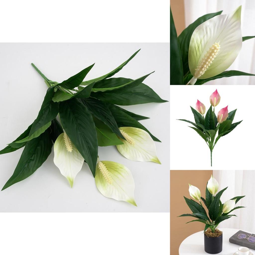 Silk Plant Spathiphyllum Artificial Flower Decor For Home Office Gift
