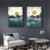 Nordic Abstract Geometric Mountain Landscape Wall Art Canvas Painting Golden Sun Art Poster Print Wall Picture for Living Room
