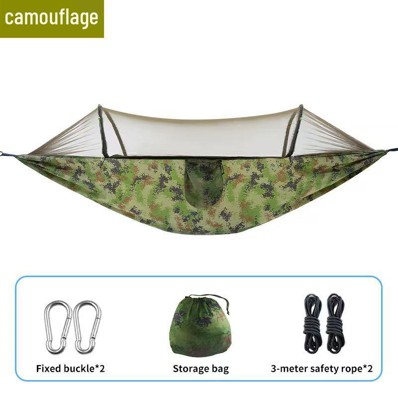 """Schnellöffnende Mückendichte Outdoor-Hängematte mit Netz - Einzel-/Doppel-, Kippsicher, Nylon"""