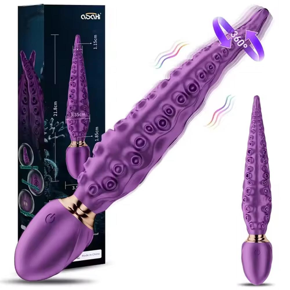 Octopus Tentacle Vibrating Dildo Vibrator, Ass Plug Soft Silicone Prostate Massager G-spot Stimulation Adult Female Sex Toys
