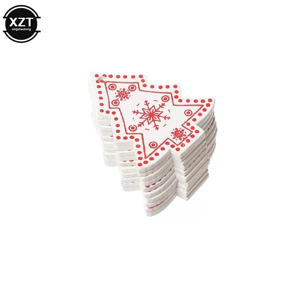 10PCs 5cm Wooden Christmas Ornaments Kids Toys For Chirstmas Tree Hanging Pendants Xmas DIY Decoration For Home Party New Year